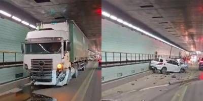 Un auto y un camión chocaron en el Túnel Subfluvial